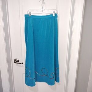 Koos Of Course Turquoise Embroidered Maxi Skirt